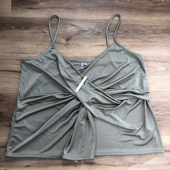 ASOS Draped Surplice Sleeveless Blouse Women 18 Green V-Neck Coquette NWT - Picture 2 of 10